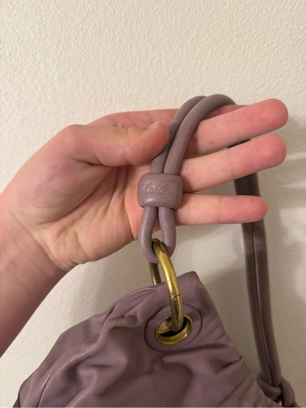 Rare Coach light purple leather shoulder bag, hobo/y2k USED!